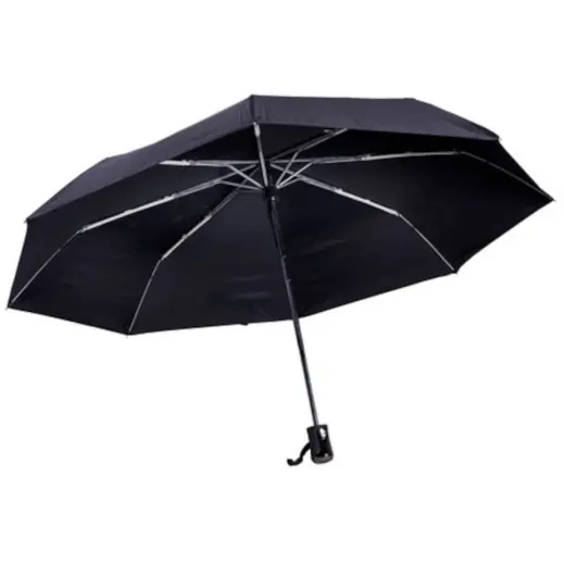 Auto 3-Fold Umbrella Black Open
